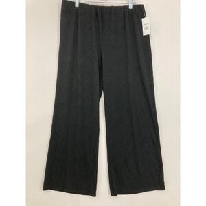 New Harper 241 Wide Leg Pants Large Black Wavy Textured Knit Pull-on Comfy